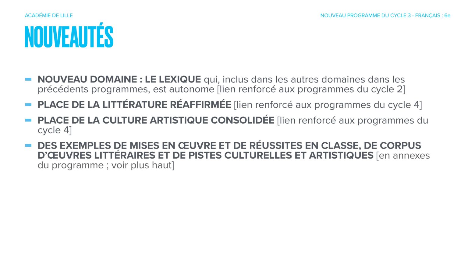 Les programmes de français du collège – Site des Lettres de l'académie