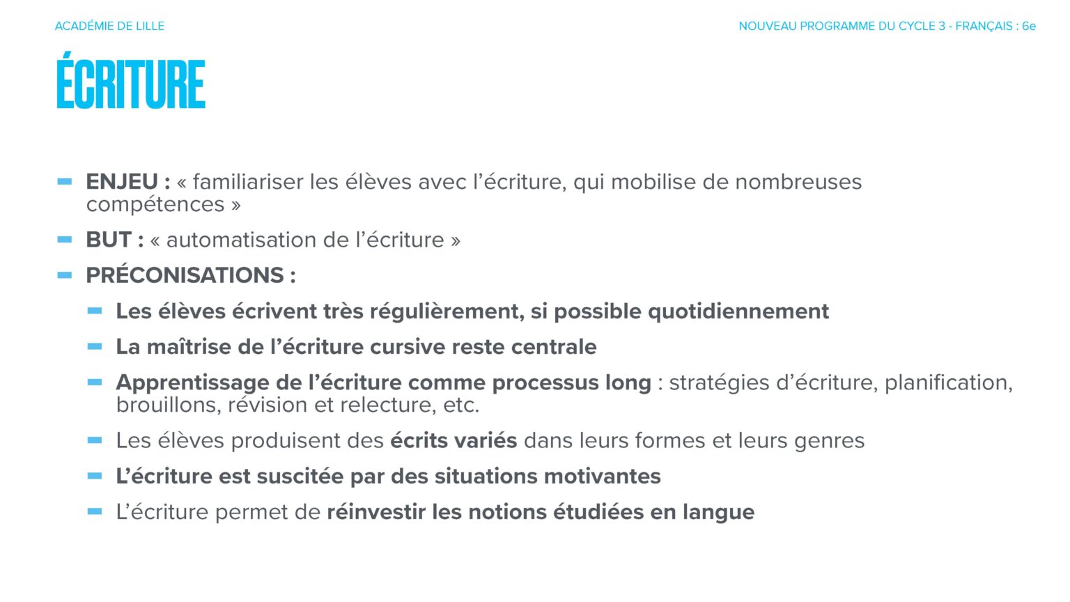Les programmes de français du collège – Site des Lettres de l'académie