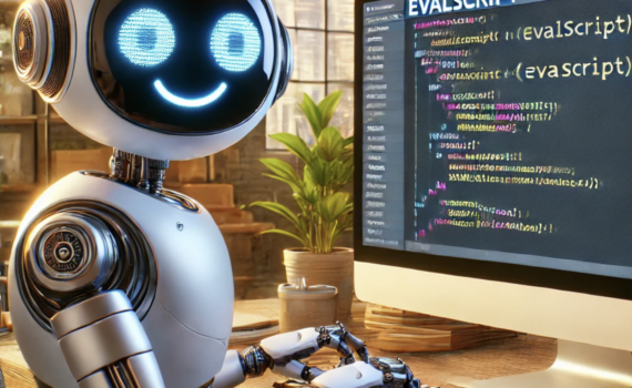 Image générée d'un robot tapant un evalscript